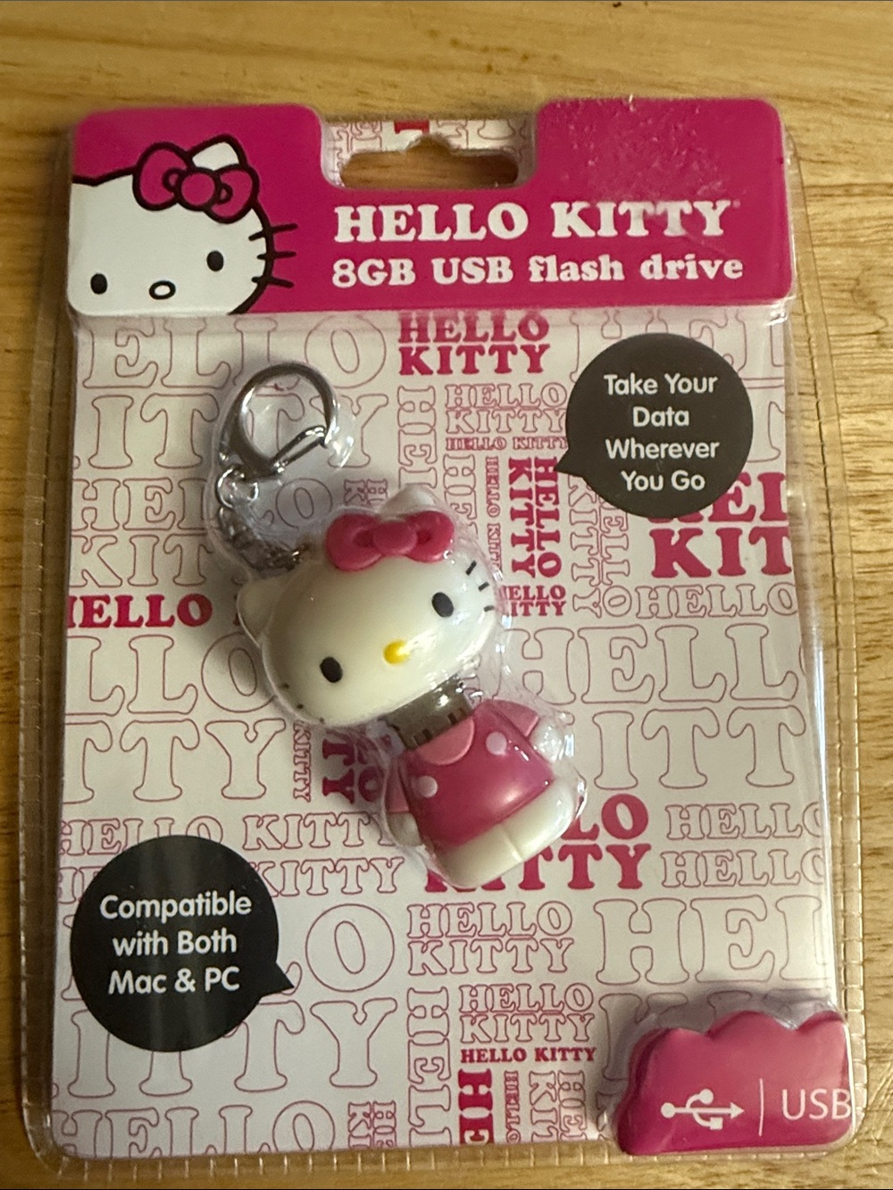 Hello Kitty Pink Character 8GB USB Flash Drive Keychain